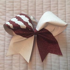 Maroon and White Glitter Bow